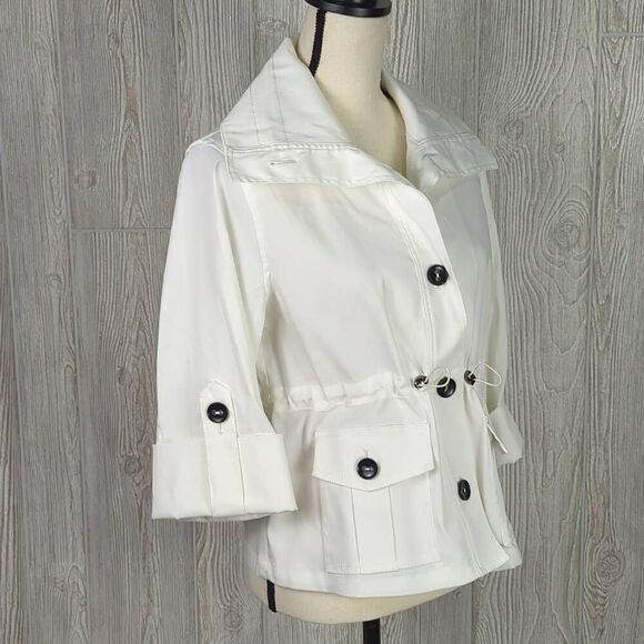 Brand New Ruby Road Women’s Size 8 Cream Peacoat Jacket Stretch Black Buttons - Picture 2 of 7
